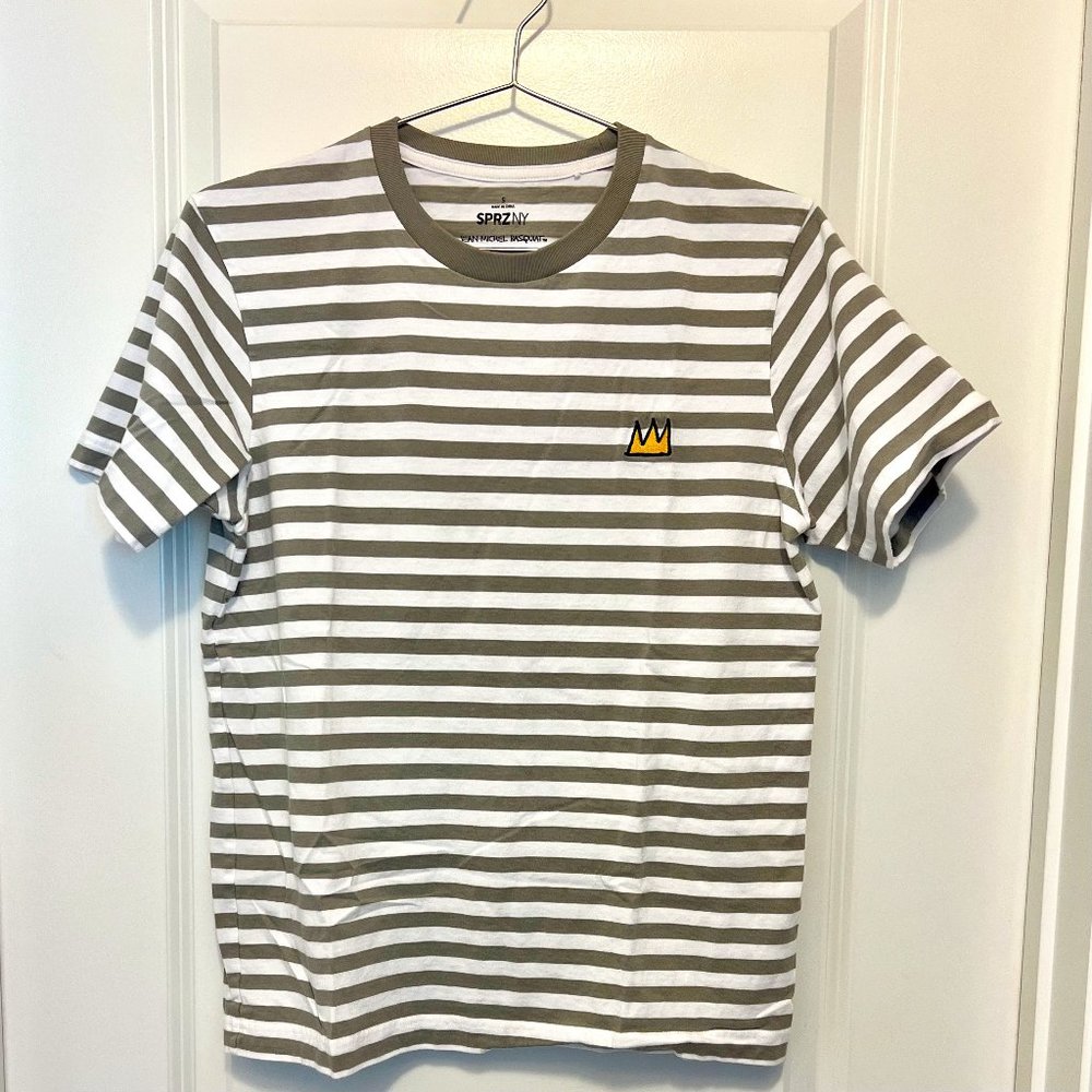 UNIQLO Limited Edition Jean-Michel Basquiat Striped T-Shirt - Gray/White {NWOT}
